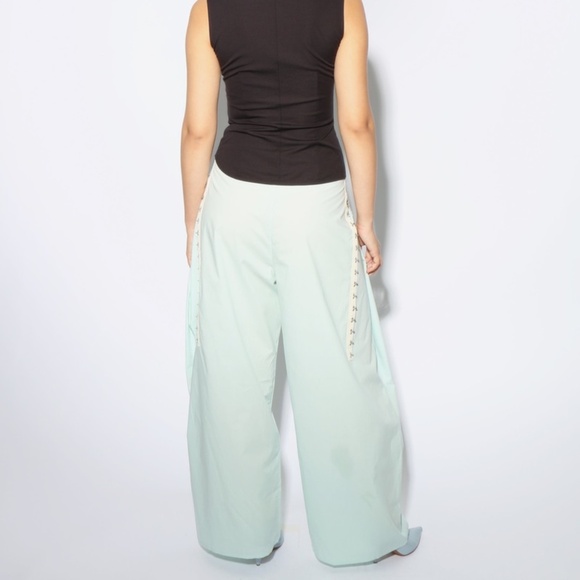 BASERANGE Viag Pants Kal Mint Hook Tape to Adjust Flare Organic Cotton Trouser L - Picture 5 of 16